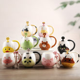 Cute Cartoon Animal Mug with Spoon Coffee Cup